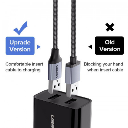 Cablu micro USB UGREEN QC 3.0 2.4A 1.5m (negru) - Img 3