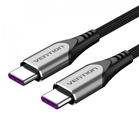 Cablu USB-C 2.0 la USB-C 5A Vention TAEHG 1,5 m gri - Img 1