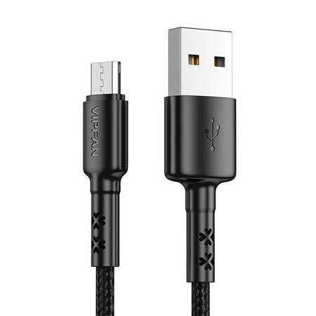 Cablu USB la Micro USB Vipfan X02, 3A, 1,8 m (negru)