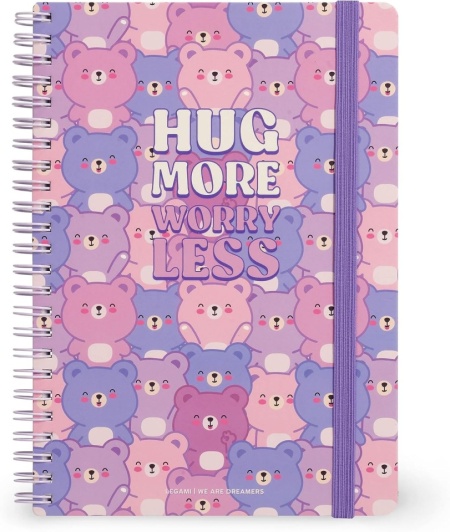 Caiet Mecanic A5 cu Spirilă Legami Design Teddy Bear, Liniatură 7 mm, 160 Pagini, Hârtie Certificată FSC, Include Set Stickere și Închidere Elastică, 15 x 21 cm - Img 2