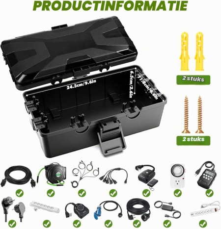 Casetă de Protecție Impermeabilă Typec Home pentru Cabluri Exterior, Cutie Etanșă IP54 pentru Prelungitoare, Prize și Conexiuni Electrice, Capacitate Mare, Garnituri din Cauciuc cu Cleme de Fixare, Negru - Img 6