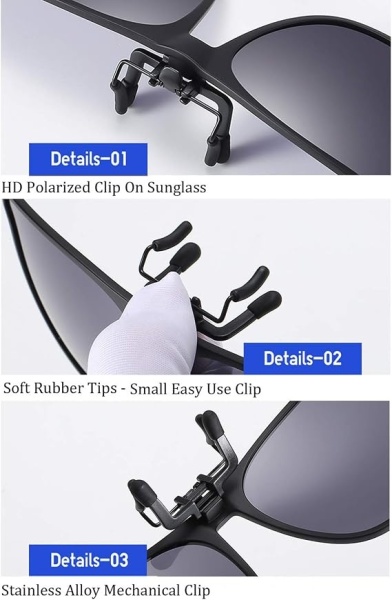 Clip-on ochelari de soare polarizati si rabatabili (flip-up), rama usoara TR90, atasabili peste ochelari de vedere, pentru sofat, pescuit si activitati in aer liber - Img 4