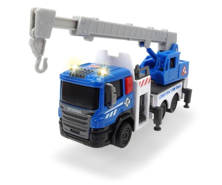 DICKIE TOYS CITY WORKER VEHICUL DE CONSTRUCTII CU LUMINI SI SUNETE MACARA ALBASTRA 17CM - Img 2