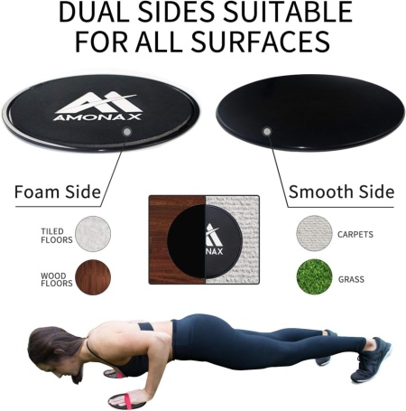 Discuri Glisante pentru Fitness Amonax cu Benzi de Fixare pentru Picioare, Glisiere Duble pentru Antrenament Full Body, Abdomen și Core, Compatibile cu Orice Suprafață, cu Geantă de Transport Inclusă - Img 3
