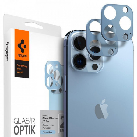 Folie protectie camera SPIGEN OPTIK.TR CAMERA PROTECTOR 2-PACK IPHONE 13 Pro / 13 Pro Max Blue