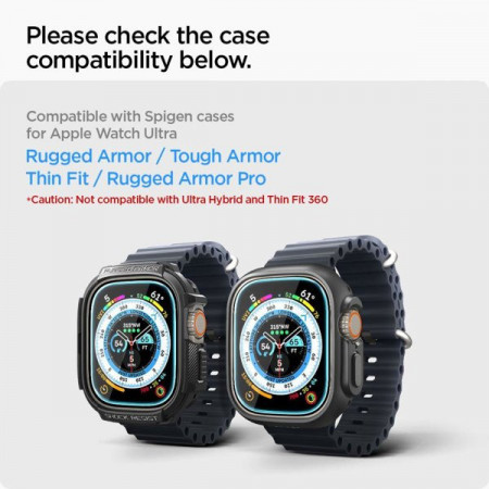 Folie protectie Spigen GLAS.TR „EZ FIT” PACK DE 2 Apple Watch ULTRA (49 MM) TRANSPARENT - Img 3