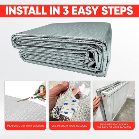 Folie Reflectorizantă pentru Calorifer 5m x 60cm, Rolă Izolație Termică cu Bandă Adezivă Inclusă, Reducere Pierderi de Căldură - Img 7