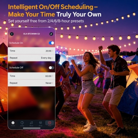 Ghirlanda Luminoasa Decorativa SMART LED IP44 15M, 18+1 becuri LED G40 incluse + Telecomanda,exterior, lumina calda 2700K, potrivita pentru Craciun, Gradina, Terasa, Veranda, Foisor - Img 3