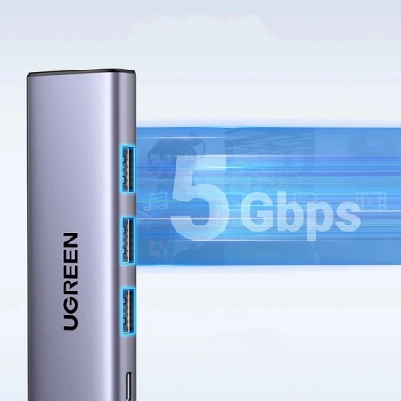 HUB Ugreen CM511 15597 5in1 USB-C - USB-C PD / HDMI / 3x USB-A 3.0 - gri - Img 4