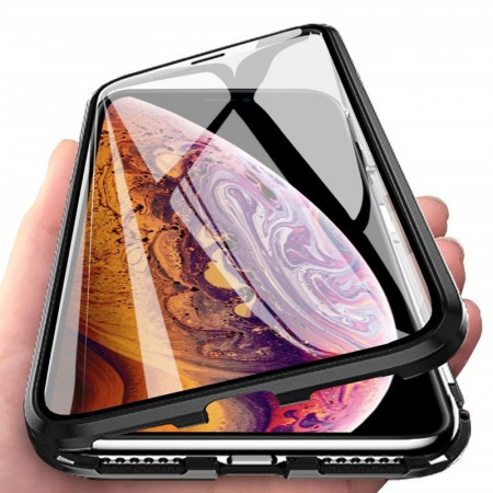 Husa protectoare Wozinsky magnetic 360 iPhone XS Max - transparent/negru - Img 2