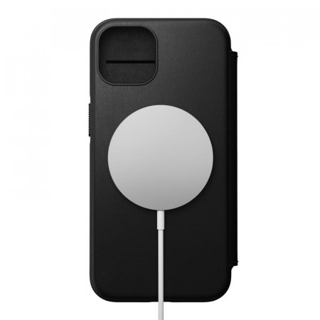 Husa telefon din piele naturala Nomad MagSafe Rugged Folio, negru- iPhone 12 Pro Max