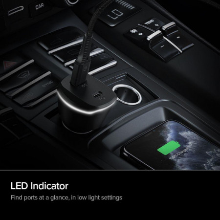 Incarcator auto cu 2 porturi SPIGEN PC1800 POWERARC PD30W/QC.3.0 BLACK - Img 6