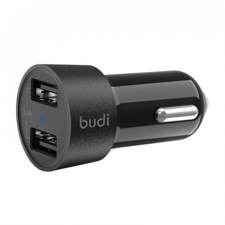 Incarcator auto LED Budi, 2x USB, 3.4A (negru)