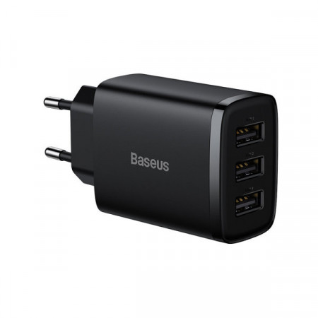 Incarcator priza Baseus Compact 3x USB 17W negru (CCXJ020101)