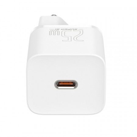 Incarcator rapid Baseus Super Si 1C 25W cu cablu USB-C pentru USB-C 1m (alb) - Img 6