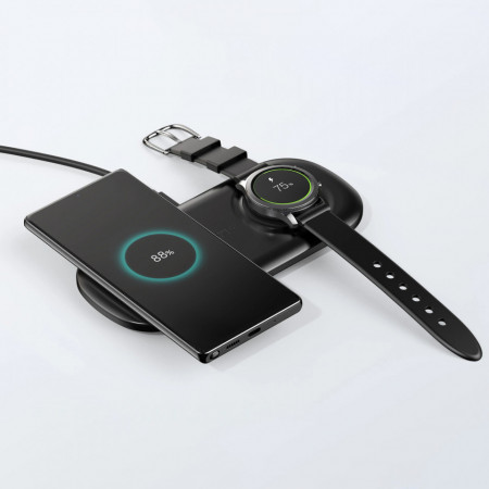 Incarcator wireless Choetech Qi 10w pentru telefon si Samsung Galaxy Watch black (T570-S) - Img 5