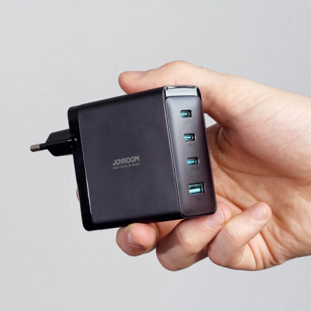 Joyroom JR-TCG04EU incarcator GaN 100W 3x USB-C USB-A + cablu USB-C / USB-C 100W - negru - Img 2