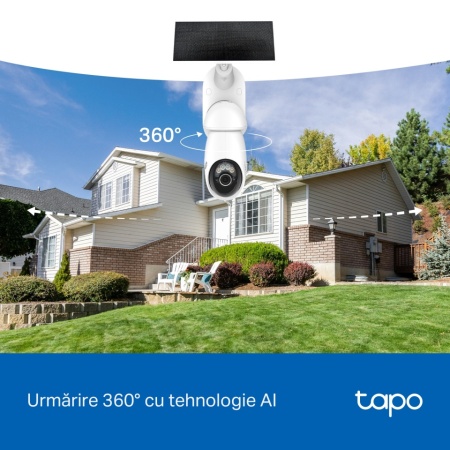 Kit camera de supraveghere Wireles cu panou solar TP-Link Tapo C660 KIT cu Pan/Tilt 360 grade, 8MP, 4K, 3840x2160, Starlight Color Night Vision, Detectie AI, baterie 10000mAh, Two-Way Audio, IP65 - Img 10