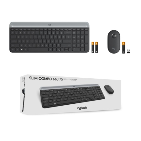 Kit tastatura + mouse wireless Logitech MK470, Slim, Negru Grafit - Img 2