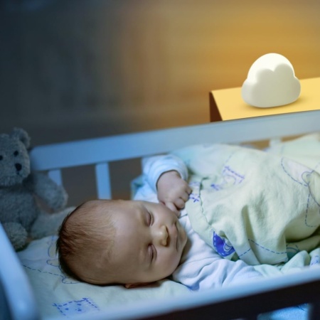 Lampă de Noapte LED în Formă de Nor (Cloud Night Light), Intensitate Reglabilă, 2 Moduri de Culoare, Acumulator 1200 mAh, Mâner din Silicon, Alb - Img 4