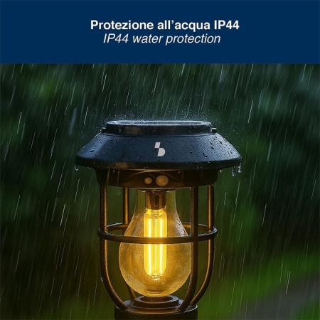 Lampă Solară de Gradină cu Senzor de Mișcare BEPER P207ILO106, 3 Moduri de Iluminare, cu Țăruș de Fixare și Mâner, Certificare IP44, Negru - Img 6