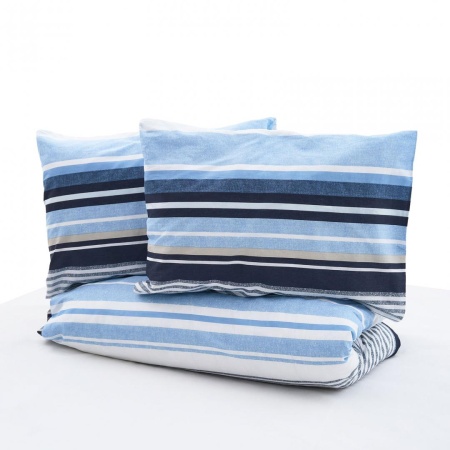 Lenjerie dubla,100% bumbac,4 piese, Azul - Img 3