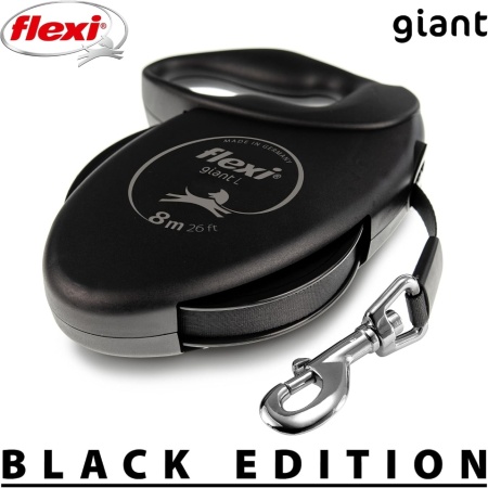 Lesă Retractabilă Flexi Giant L Tape 8 m, Bandă Rezistentă pentru Câini Puternici până la 50 kg, Mâner Ergonomic Soft Grip, Carabinier Solid, Design Modern Oliv / Negru - Img 4