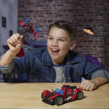 MARVEL SPIDER MAN VENOM VERSUS LANSATOR AUTO SI FIGURINA MILES MORALES - Img 3