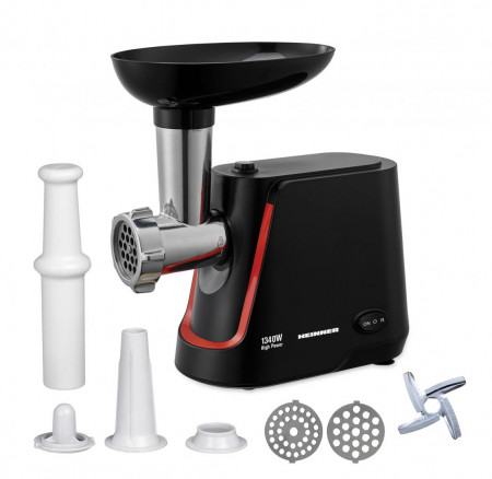 Masina de tocat Heinner MG-1250BK, 1340 W, 1.5 Kg/Min, 2 site, reverse, accesorii incluse, Negru - Img 7