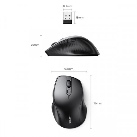 Mouse wireless ergonomic Ugreen negru (MU101) - Img 3