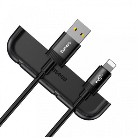 Organizator pentru cabluri telefon + aplicator folie telefon pentru iPhone XS Max , Baseus Cable Fixing Magic Tool , negru
