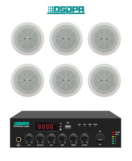 Pachet Sonorizare 60W cu amplificator 60W DSPPA MP60UB si boxe 6x DSPPA DSP802, USB, Radio FM, Bluetooth