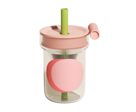 Pahar cu capac din sticla cu pai Chako Lab Stacking Music 560ml