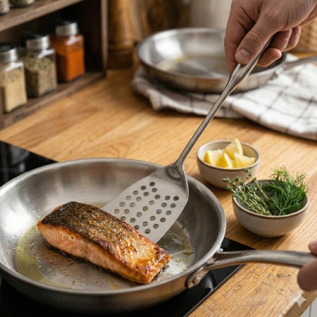 Paletă Perforată din Inox LWB2 – Ideală pentru Prăjit și Servit, 37 cm - Img 2