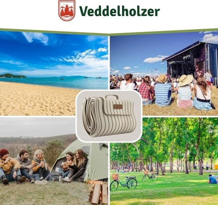 Pătură de picnic și plajă XXL Veddelholzer, 200 x 200 cm, impermeabilă, rezistentă la nisip, strat termoizolant și căptușeală moale, pliabilă tip geantă, lavabilă - Img 6