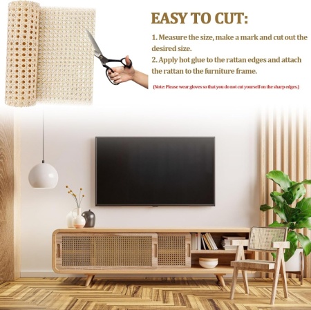 Plasă Ratan Sintetic Împletitură Vieneză (Rattan Webbing) 40 x 100 cm, Rezistentă la Apă din Polietilenă (PE), Model Fagure pentru Recondiționare Scaune, Mobilier și Proiecte DIY - Img 2