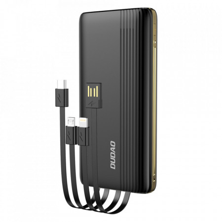 Powerbank Dudao K4Pro cu cabluri incorporate 10000mAh display LED negru