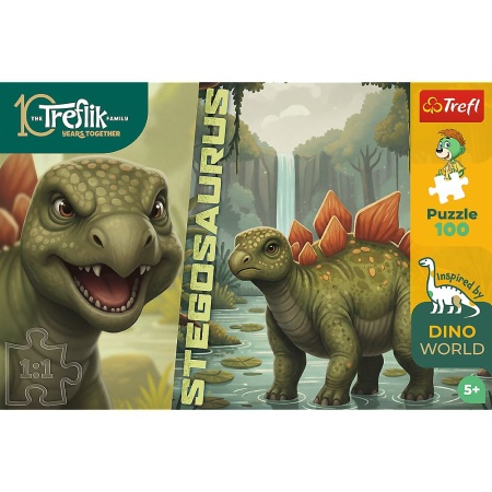 PUZZLE TREFL 100 FAMILIA TREFLIK DINO WORLD STEGOSAURUS - Img 3