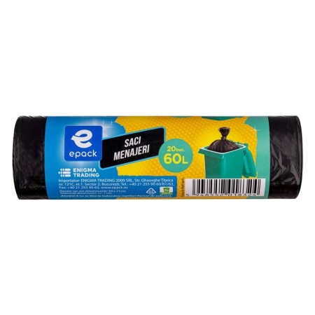 Saci Menajeri ePack, 60L, 20 buc, negru