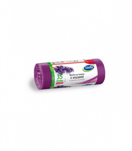 SACI MENAJERI LAVANDA 35L CU URECHI LDPE , STELLA, 24 BUC/ROLA