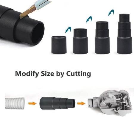 Set 2 Adaptoare Universale pentru Furtun Aspirator și Scule Electrice, Reductor Conectare Praf pentru Șlefuitor, Ferăstrău, Diametre 25mm - 42mm, PVC Flexibil - Img 4