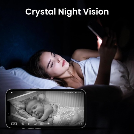 Set 2 camera de securitate interior Cinnado 2K WiFi 2.4G si audio, sirena card SD 24/7, cloud (optional), compatibil cu Alexa si Google Home - Img 5
