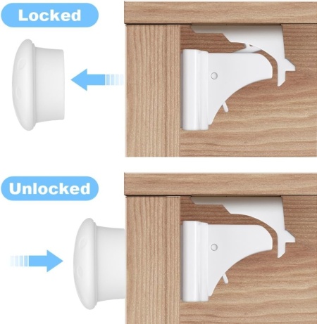 Set 2 Chei Magnetice de Rezervă pentru Siguranța Copiilor, Chei Magneți pentru Dulapuri și Sertare, Montaj Fără Unelte, Design Ergonomic - Img 6
