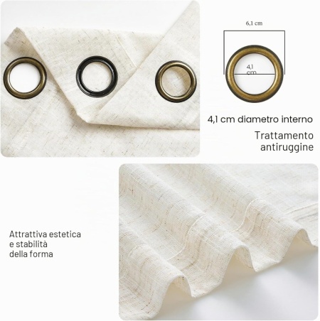 Set 2 Perdele Voal Topfinel cu In Natural 140 x 235 cm, Finisaj Semitransparent cu Inele Metalice (Capsate), Stil Modern Boem pentru Living și Dormitor - Img 3