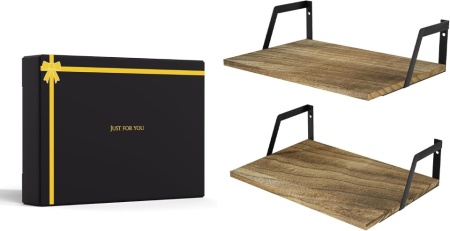 Set 2 Rafturi de Perete Extra Adânci (42 x 30 cm) Typec Home din Lemn și Oțel, Stil Vintage Carbonizat, Capacitate de Încărcare 18 kg, Etajere Suspendate pentru Organizare și Decor - Img 2