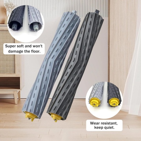 Set 2 Role Extractoare Principale din Cauciuc Compatibile cu iRobot Roomba Seriile 800 și 900 (805, 850, 860, 870, 880, 890, 960, 980, 985), Perii Contra-Rotative Fără Peri, Sistem Anti-Încâlcire Păr, Rezistente la Uzură - Img 5