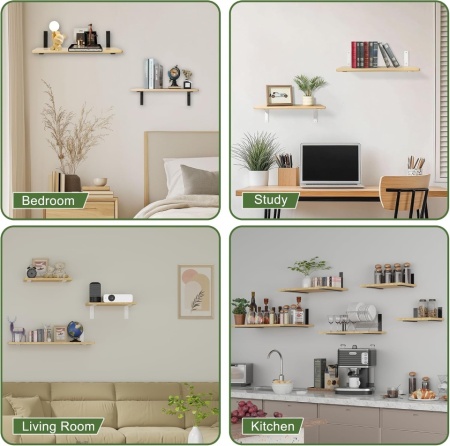 Set 2 Suporturi Metalice pentru Polițe SAYAYO Heavy Duty, Fier Masiv Grosime 5 mm, Profil L 300 x 150 mm, Încărcare până la 50 kg, Vopsire Negru Mat, Kit Complet de Montaj Inclus - Img 2