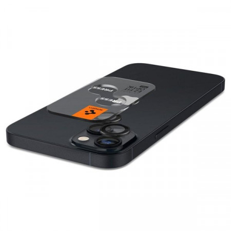 Set 2 x folie protectie camera cu aplicator Spigen OPTIK.TR "EZ FIT" pentru IPHONE 14/14 PLUS BLACK COVER - Img 4