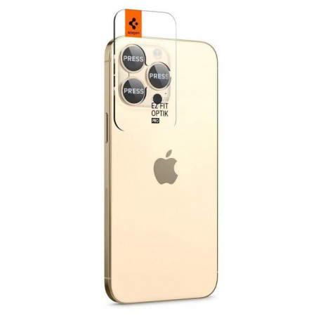Set 2 x Folie protectie camera Spigen OPTIK.TR ”EZ FIT” IPHONE 14 PRO / 14 PRO MAX GOLD - Img 7