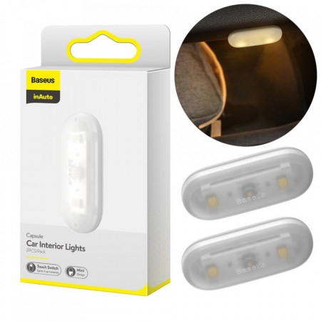 Set 2 x lampa LED auto, interior , Baseus, alb (DGXW-02)